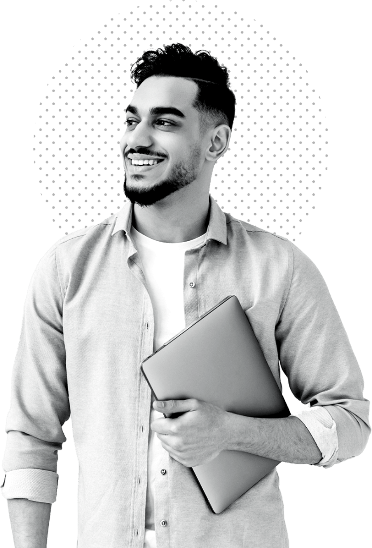 IT Support - Business Person Holding Laptop